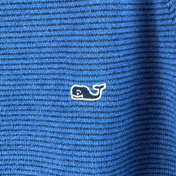 Vineyard Vines Navy Blue Stripe 100% Cotton Quarter-Zip Pullover Size Medium - Picture 7 of 13
